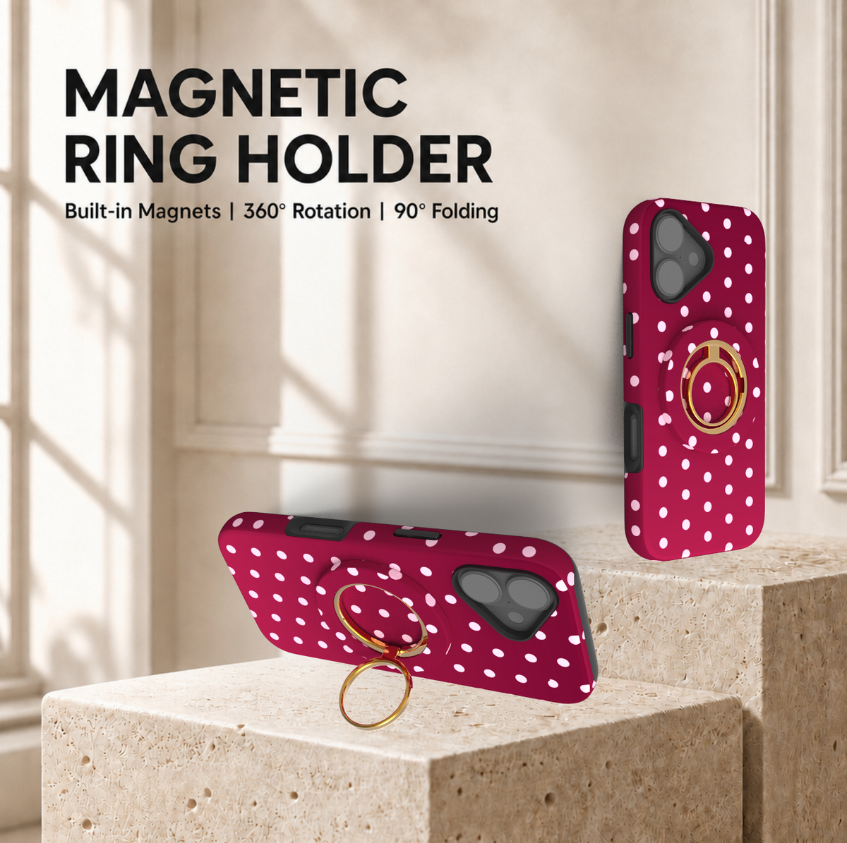Pink Pop Burgandy Magnetic Ring Holder
